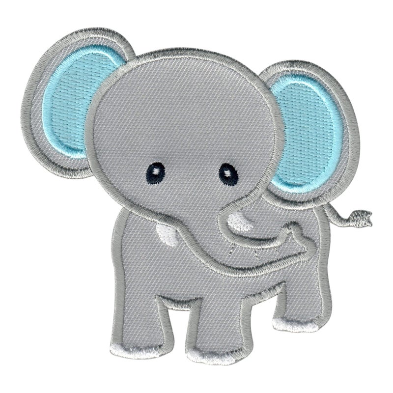 PatchMommy Elephant Patch, Iron On/Sew On - Appliques for Kids Children (Grey/Blue - Image 1